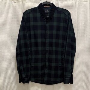 Scotch & Soda - Men’s Black and Green Checkered Shirt - PTP 20”
